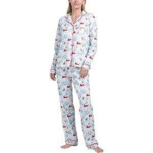 POPPY & CLAY 2pc Organic Cotton Packaged Winter Scene Notch Pajama Set